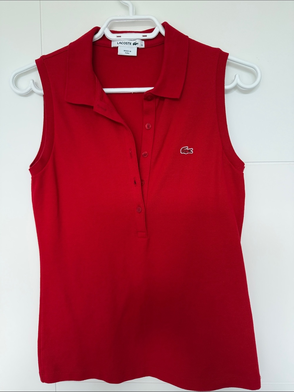 Lacoste Women's Bright Red Sleeveless Polo Tank